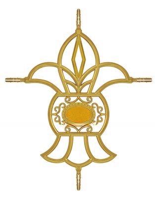 Perfil decorativo de barras georgianas de alumínio de cor dourada revestido de plástico